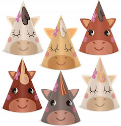 Bunte Papier-Cap Pferde Ponys Pferd Geburtstag Party 6 Stück