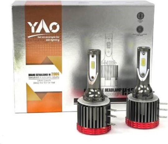 Led Car Lamps 2 Pieces H15 Canbus 6000K 65W 3000Lm Yao
