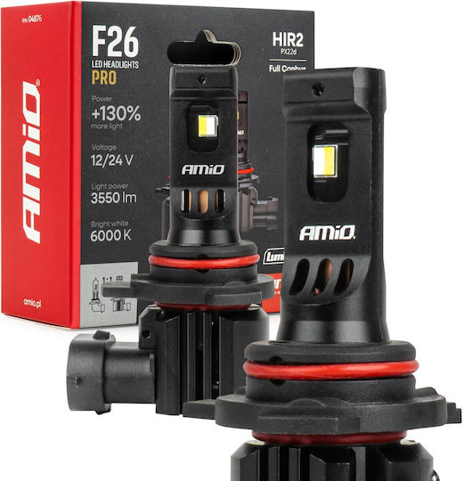 Amio Λάμπες Led F26 Pro Series Hir2 9012 12/24v 68w 2900-3550lm 6.000k Full Can-bus Plug&play 2 Τεμ 04876/am 04876/am 04876/am
