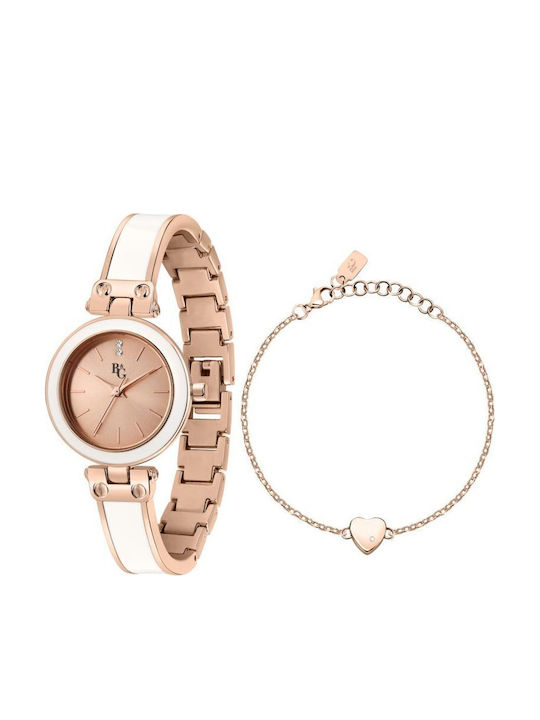 Women's Watch 28.5mm Battery with Pink Gold Metal Bracelet