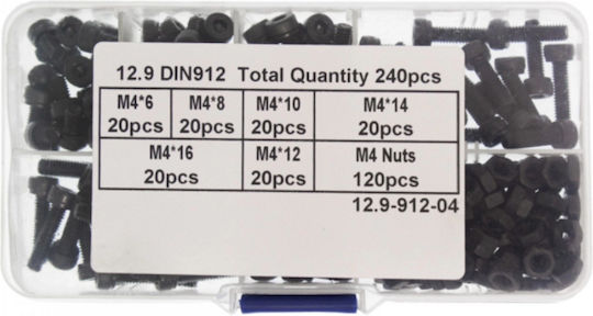 Set Steel Bolts Head Din912 240 Pieces Oem