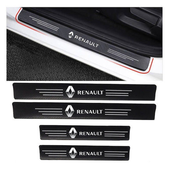 Set Protective Car Interior Door Sill Renault Carbon Style Stickers