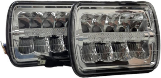 Set of LED Truck Spotlights 24v 80w White Running Light 35w Amber Flash Alarm OEM