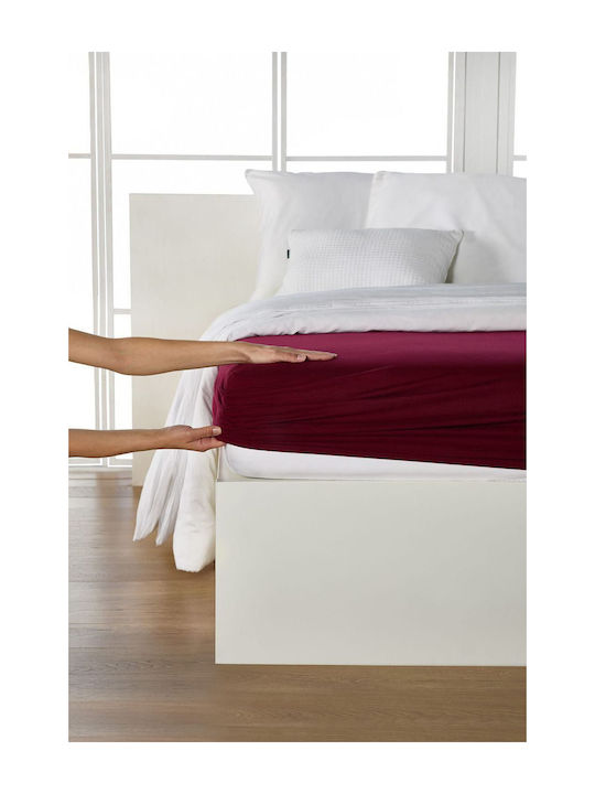 Living Home Super-Double Bed Sheet with Rubber Hugger 160x200cm Burgund