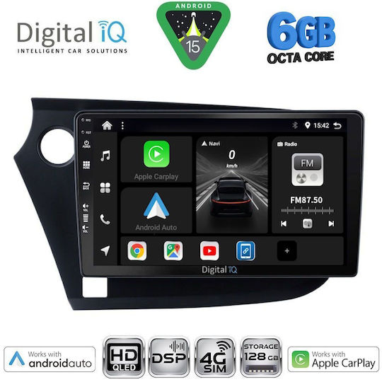 Digital IQ Car Audio System for Honda Insight 2009-2014 Bluetooth USB WiFi GPS Apple CarPlay Android Auto with 9" Touch Screen