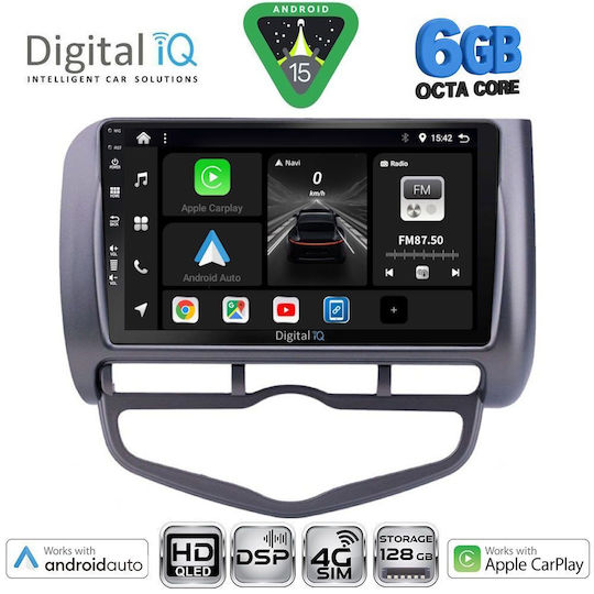 Digital IQ Ηχοσύστημα Αυτοκινήτου για Honda Jazz 2002-2008 με Clima (Bluetooth/USB/WiFi/GPS/Apple-Carplay/Android-Auto) με Οθόνη Αφής 9"