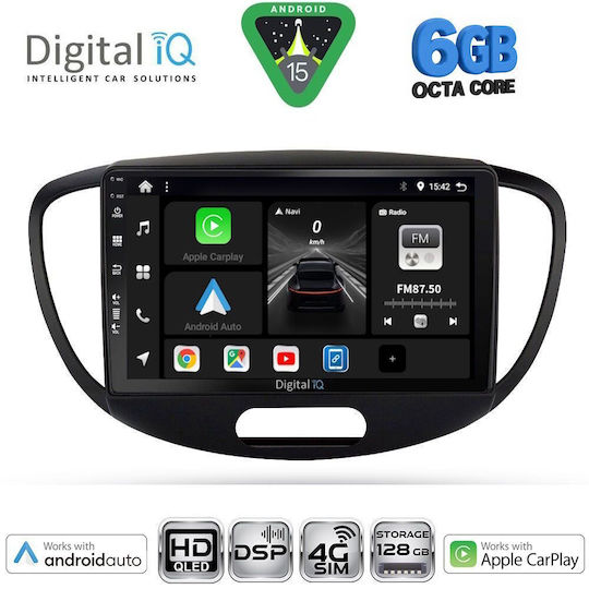 Digital IQ Car Audio System for Hyundai i10 2008-2013 Bluetooth USB WiFi GPS Apple CarPlay Android Auto with 9" Touch Screen