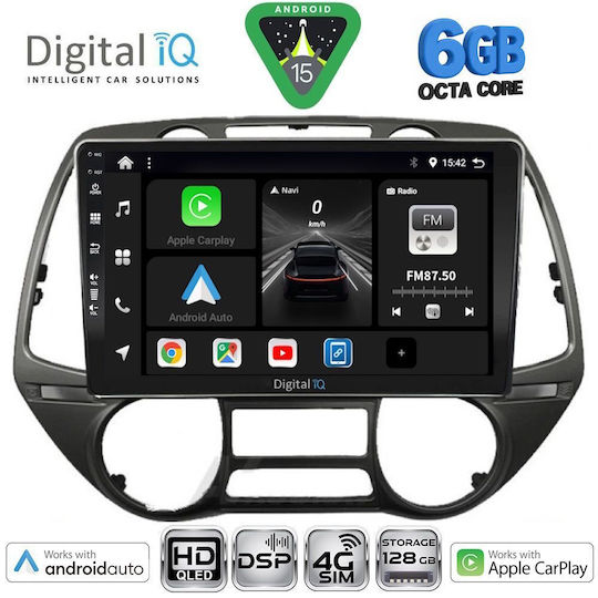 Digital IQ Car Audio System for Hyundai i20 2008-2014 Bluetooth USB WiFi GPS Apple CarPlay Android Auto with 9" Touch Screen