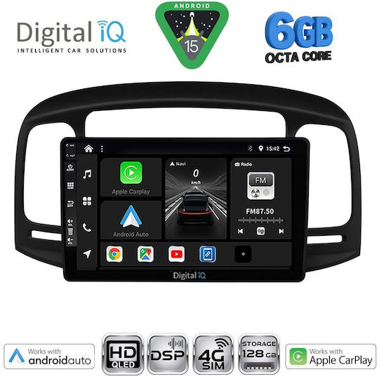 Digital IQ Car Audio System for Hyundai Accent 2005-2012 (Bluetooth/USB/WiFi/GPS/Apple CarPlay/Android Auto) with 9" Touch Screen