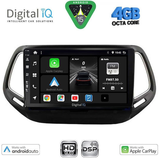 Digital IQ Car Audio System for Jeep Compass 2016-2021 (Bluetooth/USB/WiFi/GPS/Apple CarPlay/Android Auto) with 10" Touch Screen