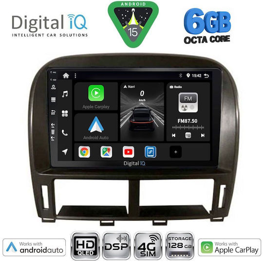 Digital IQ Car Audio System for Jaguar XF Lexus LS 2000-2006 Bluetooth USB WiFi GPS Apple CarPlay Android Auto with 9" Touch Screen