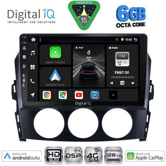 Digital IQ Car Audio System for Mazda MX-5 2005-2015 (Bluetooth/USB/WiFi/GPS/Apple CarPlay/Android Auto) with 9" Touch Screen