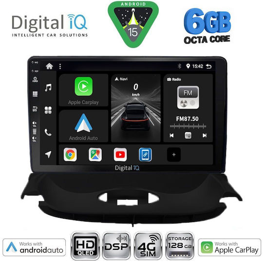 Digital IQ Car Audio System for Peugeot 206 1998-2006 Bluetooth USB WiFi GPS Apple CarPlay Android Auto with 9" Touch Screen