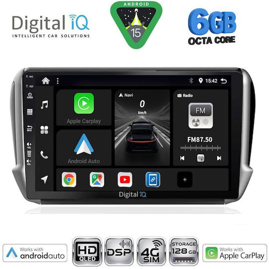 Digital IQ Ηχοσύστημα Αυτοκινήτου για Peugeot 2008 2012-2021 (Bluetooth/USB/WiFi/GPS/Apple-Carplay/Android-Auto) με Οθόνη Αφής 10"