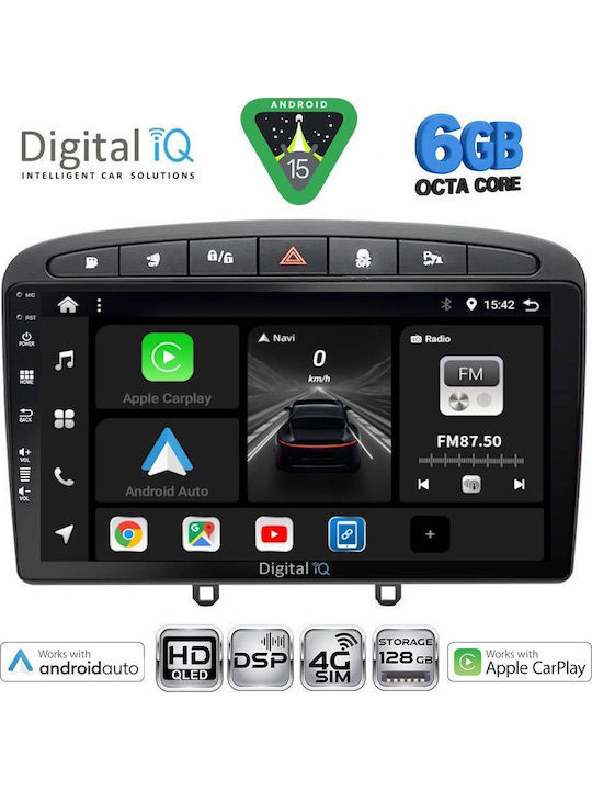 Digital IQ Car Audio System for Peugeot 308 / RCZ 2007-2012 (Bluetooth/USB/WiFi/GPS/Apple CarPlay/Android Auto) with 9" Touch Screen