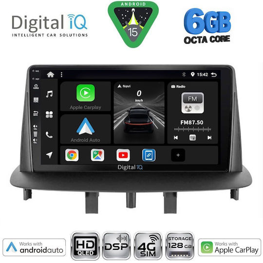 Digital IQ Ηχοσύστημα Αυτοκινήτου για Renault Megane 2009-2016 (Bluetooth/USB/WiFi/GPS/Apple-Carplay/Android-Auto) με Οθόνη Αφής 9"