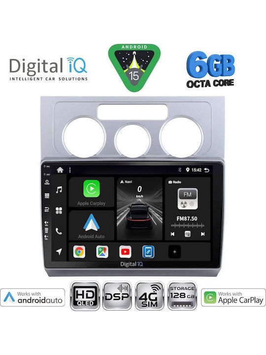 Digital IQ Car Audio System for Volkswagen Touran 2003-2010 with A/C Bluetooth USB WiFi GPS Apple CarPlay Android Auto with 10" Touch Screen