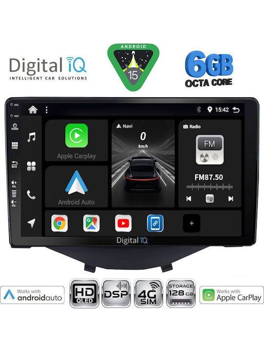 Digital IQ Car Audio System for Toyota Aygo 2014-2022 Bluetooth USB WiFi GPS Apple CarPlay Android Auto with 9" Touch Screen