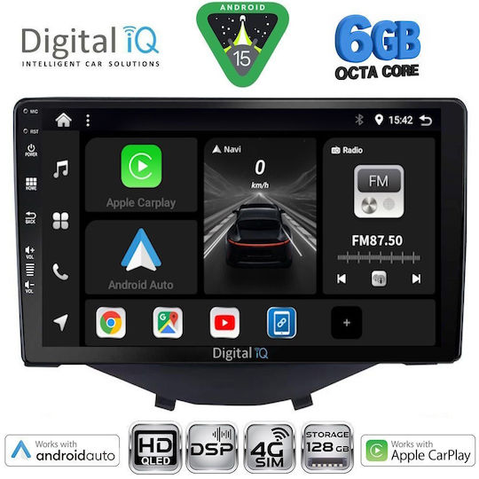 Digital IQ Car Audio System for Toyota Aygo 2014-2022 Bluetooth USB WiFi GPS Apple CarPlay Android Auto with 9" Touch Screen