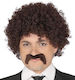 Brown Curls Mustache Wig 1 Pc