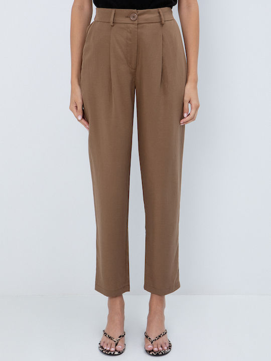 Toi&Moi Women's Fabric Trousers Brown