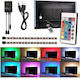 LED TV Strip USB 5V RGB Light 2x50cm with Power Supply & Remote Control