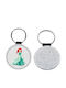 Leather Round Keychain Ariel Glitter Silver