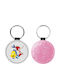 Leather Round Keychain Ariel Glitter Pink