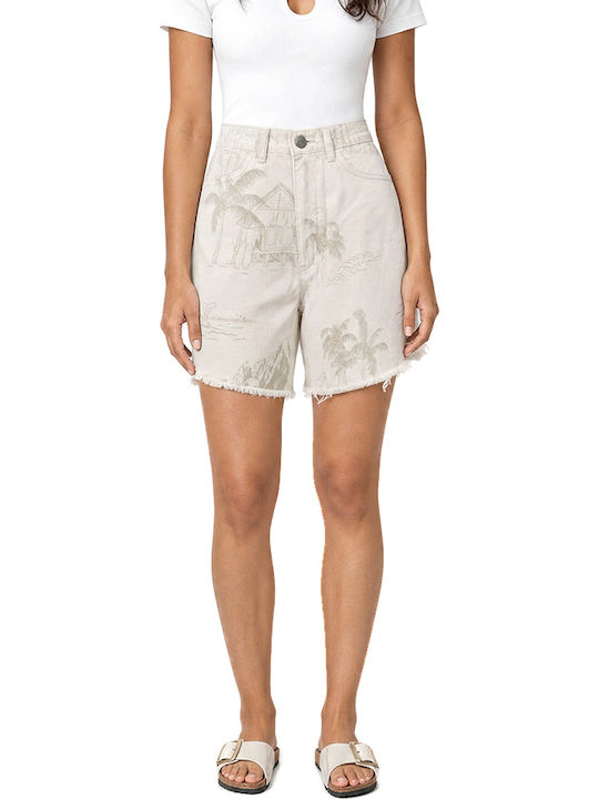 Sac & Co Women's High Waist Beige Jean Shorts