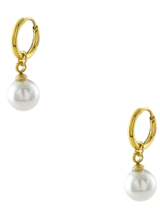Loisir Earrings Hoops from Steel Gold Plated with Pearls