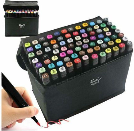 Drawing Markers with Dual Tip Professional Set 12 Colours