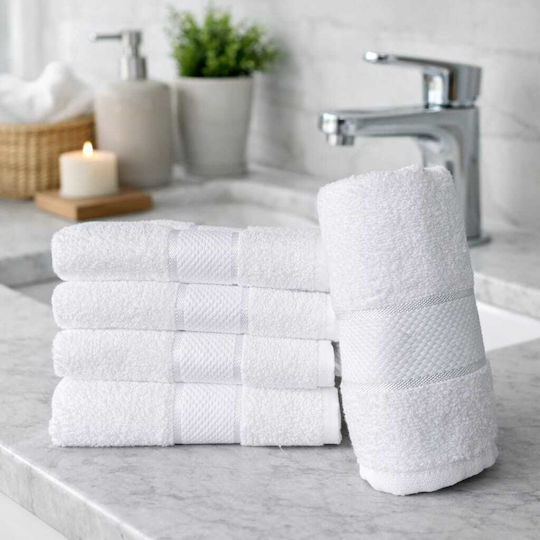 Kotonia Home Set 6 Prosoape De Hotel Pentru Mâini 50x30cm Albe Greutate 400gsm