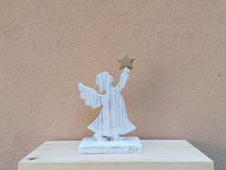 Noeled Дърворезбована Коледна Фигура Angel Звезда 25x15см