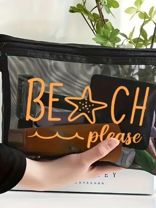 Νεσεσέρ Παραλίας Μαύρο Τύπωμα "beach Please" Νεσεσέρ Παραλίας Μαύρο Τύπωμα "beach Please"
