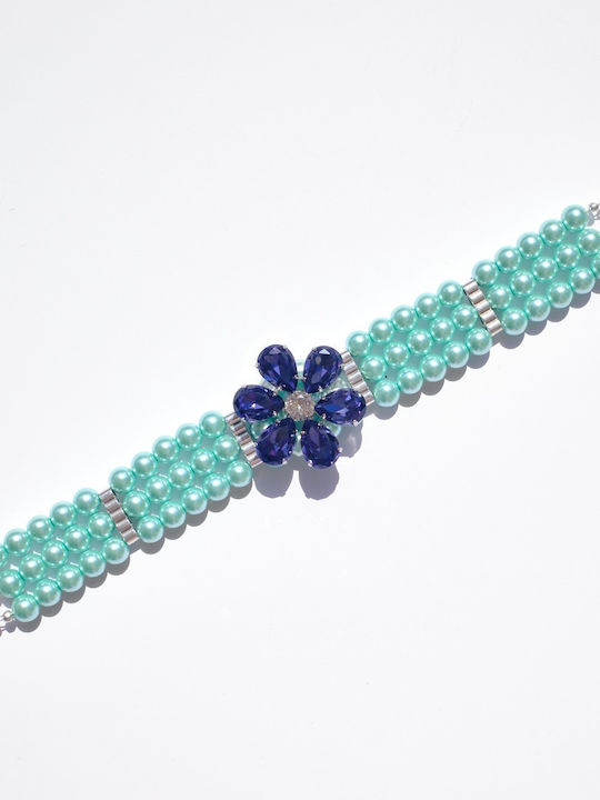 Kaleido Kaleido Stahl Halskette mit Blauen Perlen