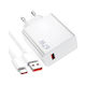 Gerlax Φορτιστής με Θύρα USB-A και Καλώδιο USB-C 67W Λευκός (A31T)