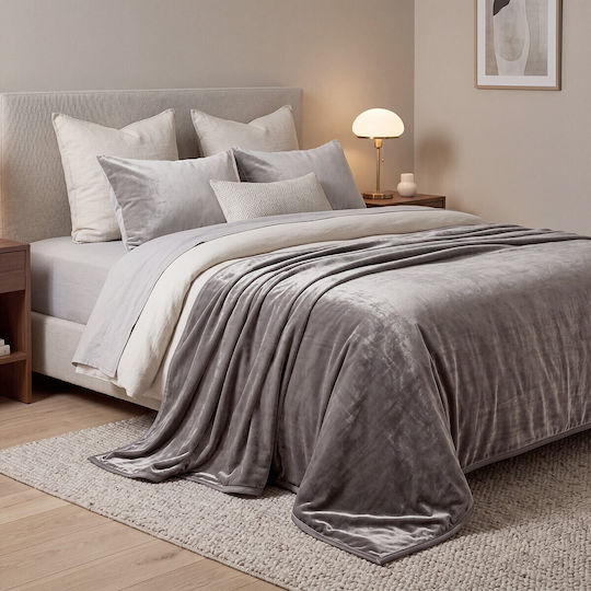 Beauty Home Velora Art 12550 Velvet Single Blanket 160x220cm Grey 12550KBMO-Grey