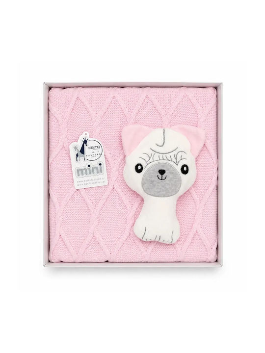 Evita Nursery Swaddling Blanket Dog Knitted Pin...