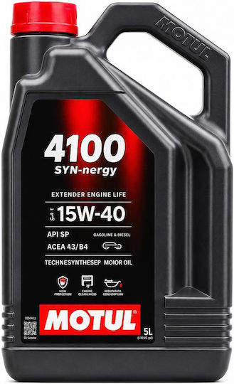 Motul 4100 SYN-nergy Halbsynthetisches Auto Schmierstoff 15W-40 5lt