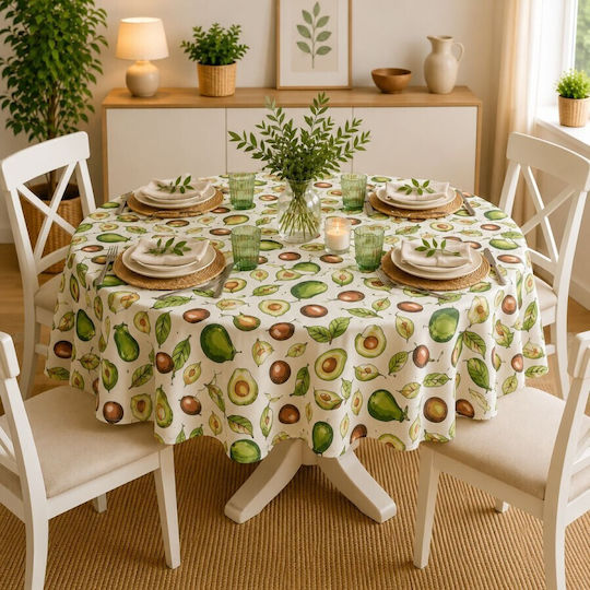 Pucioasa Tablecloth Rotunda Stain Resistant Avocado Φ180cm
