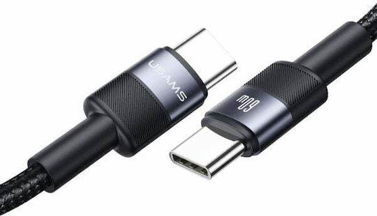 Usams Braided USB 2.0 Cable USB-C male - USB-C 60W PD Μαύρο 1.2m SJ724ZJ01 30τμχ