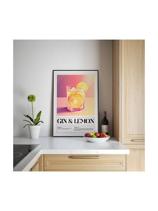 Poster Gin & Lemon Cocktail Pst25465 21cm X 30cm Λευκό Κάδρο Pvc-71088pd154858f55324