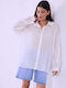 Celestino Women's Kaftan Shirt Semi-Sheer Loose Fit White