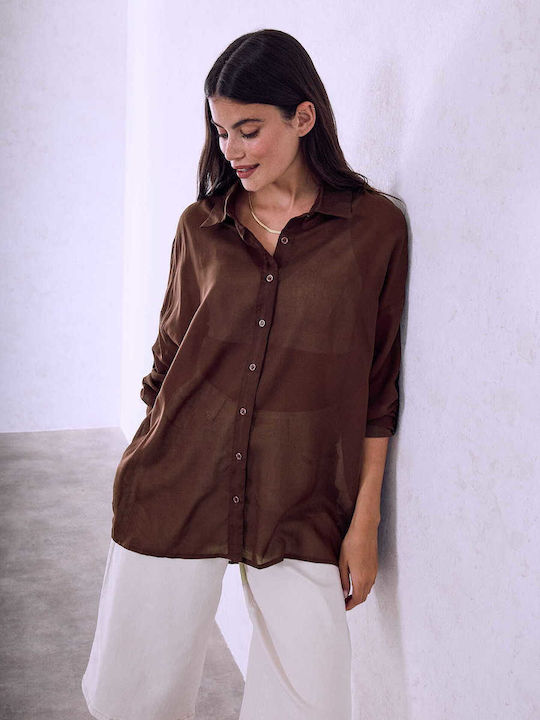 Celestino Women's Shirt Kaftan Semi-Transparent...