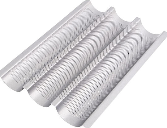 Tavă de Copt Non-Stick din Aluminiu pentru Baghete L38.5 x A28.5 x Î3.5 cm Gourmeo