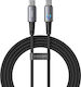 Veger LED / Braided USB 2.0 Cable USB-C male - USB-C 100W Μαύρο 1.5m CC1-ZSD