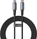 Veger LED / Braided USB 2.0 Cable USB-C male - USB-C 240W Μαύρο 1.5m CC2-ZSD