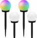 Verk Group Σετ 4 Καρφωτά Ηλιακά Φωτιστικά Μπάλες RGB με Φωτοκύτταρο IP65 36x36εκ.