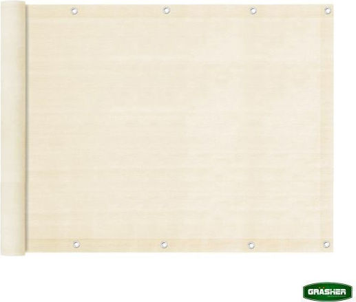 Grasher Rechteckiger Schattengewebe Veranda-Teiler Ecru mit Hoop 1,5x6m 160g/m²