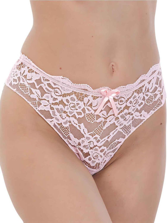 MEI Women's Brazil Briefs with Pink Lace
